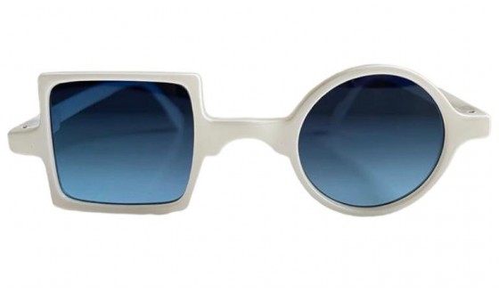 Patchwork Sunglasses - Patchwork Sunglasses - White with blue gradient lenses